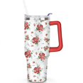 thumbnail image 2 of 40oz Pioneer Colorful Floral Stainless Steel Flip Straw Tumbler with Lid and Straw Spill Proof Travel Cup Double Wall Vacuum Insulated Coffee Mug with Handle Red, 2 of 7