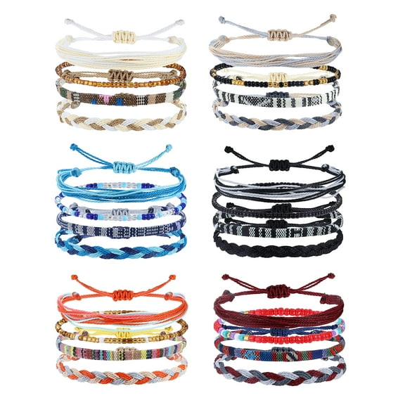 SIISLL 24 Pcs Bracelet Anklet Adjustable Beaded Anklets Handmade Braided Bracelet Colorful Anklet Summer String Rope Ankle Bracelets Waterproof Surfer Beach Bracelet Boho Jewelry for Women