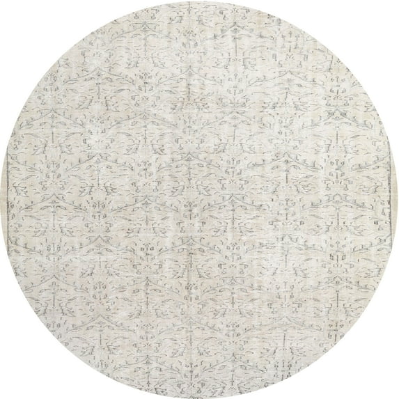 Ahgly Company Machine Washable Indoor Round Traditional Pale Silver Gray Area Rugs, 3' Round