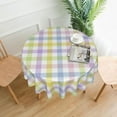 thumbnail image 2 of Easter Checkered Tablecloth 60 Inch Round Colorful Plaid Table Cloth Washable Wrinkle Resistant Rainbow Spring Table Cover for Holiday Party Dinner Decor, 2 of 6