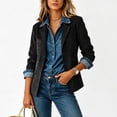 thumbnail image 5 of Zivyakyro Button down Blazers for Women Long Sleeve Fall Jackets for Women Plain Casual Faux Leather Loose Outerwear Black S, 5 of 6