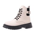 thumbnail image 1 of NECHOLOGY Botas Mujer Zapatos Botines de mujer Moda mujer cuero artificial Color sólido otoño suela gruesa tacones cuadrados con cordones botines cortos zapatos de punta redonda (A, 8), 1 of 6