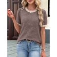 thumbnail image 4 of Women'S Textured Shirts Tops Short Cap Sleeve Shirts Loose Fit Summer Outfits Khaki XL, 4 of 8