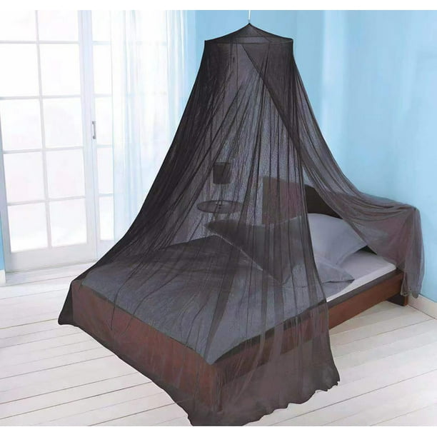 Just Relax Elegant Mosquito Net Bed Canopy Set, Black, Twin-Full 