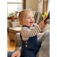 thumbnail image 3 of RUINIXCW Baby Outfit, Long Sleeve Crew Neck Stripes Romper with Denim Overall Pants Fall Outfit Clothing Set, 3 of 9