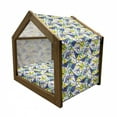 thumbnail image 2 of Modern Pet House, Geometrical Retro 80s Themed Image Lines Circles and Spots Print, Outdoor & Indoor Portable Dog Kennel with Pillow and Cover, 5 Sizes, Blue Yellow and Black, by Ambesonne, 2 of 5