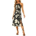 thumbnail image 2 of INSPIRE CHIC Boho Floral for Women's Split Sleeveless Halter Neck Midi Dresses XS Black, 2 of 6