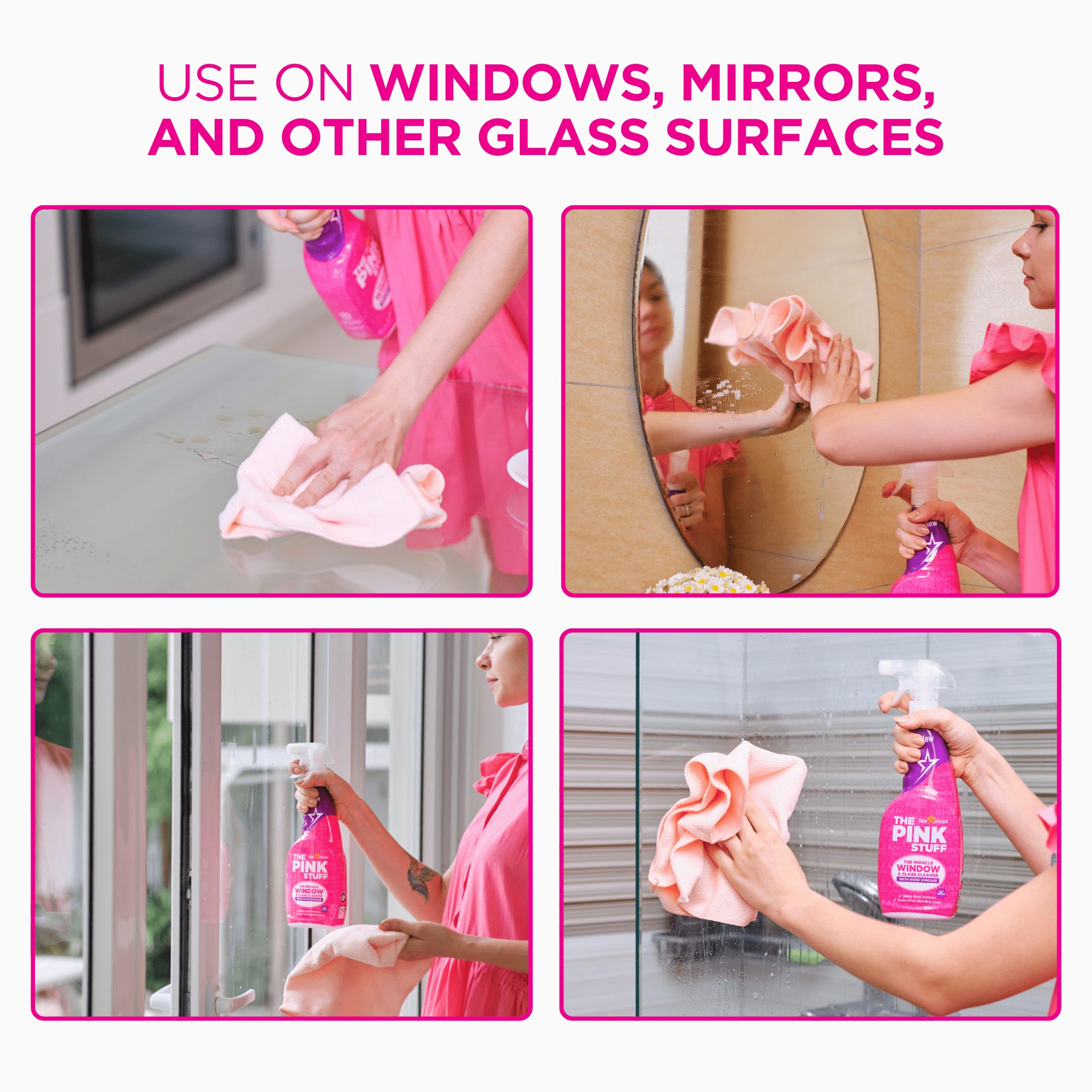 The Pink Stuff, Miracle Window and Glass Cleaner Spray, Rose