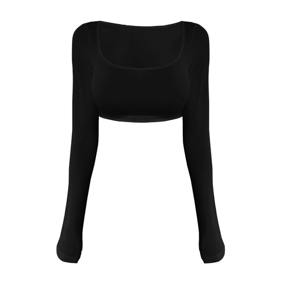 WCJM Long Sleeve Crop Tops for Women Ribbed Square Neck Slim Fitted Casual Y2K Top Fashion Women's Long Sleeve T-Shirt