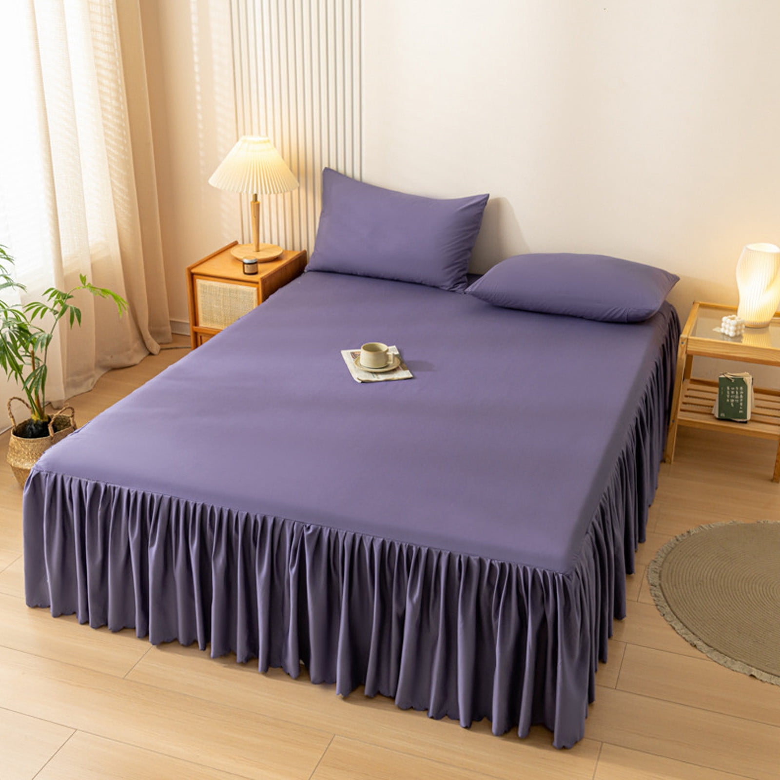 Bed Skirt Queen Size Ruffled Bed Skirt with Split Corners, Queen Bed Skirt Drop, Queen Size Bed Skirt, for Ruffled Bed Skirt with Split Corners, Bed Skirt Queen Size