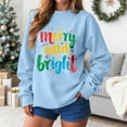 thumbnail image 2 of felwors Women's Christmas Sweatshirts & T-Shirts - Merry and Bright, Funny Xmas Lights Blouse Tops Holiday Shirts Sky Blue, XL, 2 of 6