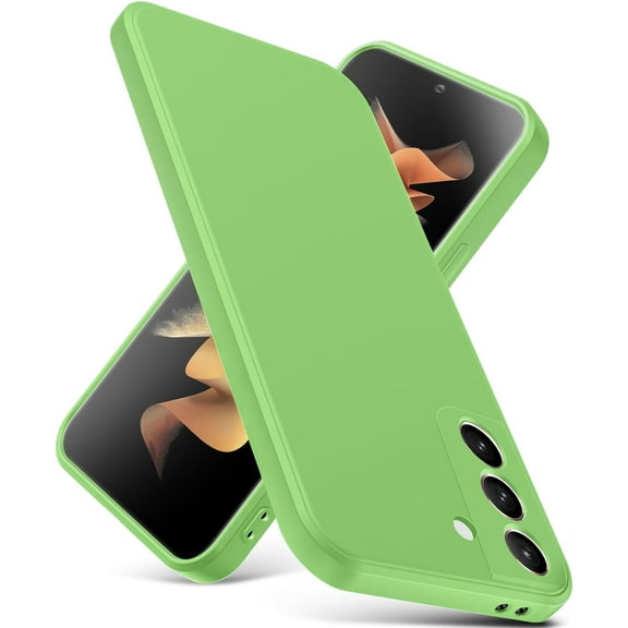 for Samsung Galaxy S21 FE Case, Thin Liquid Silicone Case,Shockproof,Slim Thin Phone Case for Galaxy S21 FE,Full Body Screen Camera Protective Cover-Mint Green 2-s21 fe-07