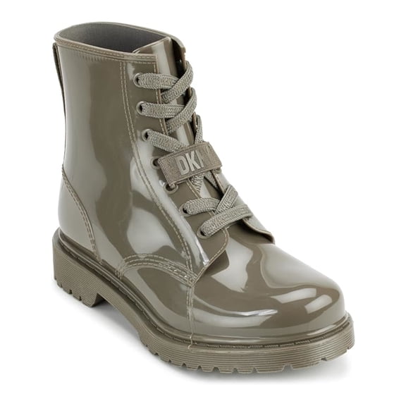 DKNY Womens Gray Back Pull-Tab Waterproof Padded Tilly Round Toe Block Heel Lace-Up Rain Boots 8 M