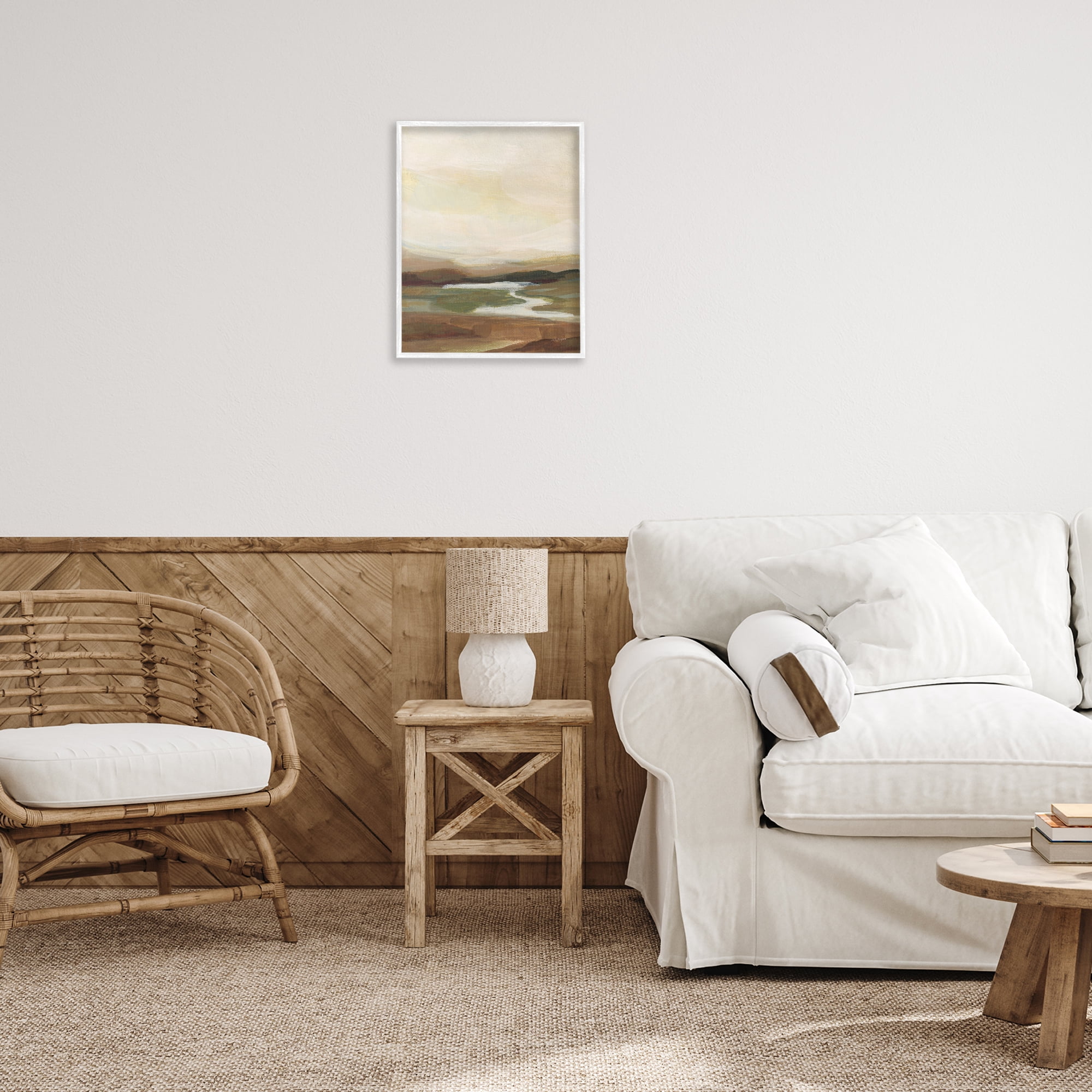 Stupell Industries Chestnut Springs River Landscape Painting White Framed Art Print Wall Art, 16 x 20