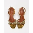 thumbnail image 3 of On feet & in love Women's Metallic Open Toe Stiletto Sandals - Ankle Strap Dress Heels with Beaded Embellishments and Adjustable Buckle,Gold, 3 of 7