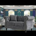 thumbnail image 2 of Grey Velvet 2 Seater Chesterfield Sofa with Nailhead for Multi-Space, 2 of 11