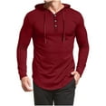 thumbnail image 2 of QUINDOS Button Sweatshirts for Men Cotton Solid Color Button Mens Hoodies Quarter Zip Long Sleeve Casual Tunic Cotton Pullover Tops, 2 of 9