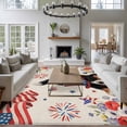 thumbnail image 4 of Independence Day Washable Area Rug 8 x 10 ft Dog Poppy US Flag Retro 4th of July, Soft Non Slip Rugs Stain Repellent Indoor Felt Carpet for Living Dining Room Bedroom Home Office, 4 of 9