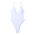 thumbnail image 4 of Cathalem Simple One Piece Swimsuit Women One Piece Swimsuit Women,Bathing Suit for Women,One Piece Swimsuit Women Tummy Control,Womens One Piece Swimsuits(White,M), 4 of 5