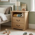 thumbnail image 2 of Furniture of America Chara Modern Wood 2-Drawer Nightstand with Open Top Shelf, Natural, 2 of 15