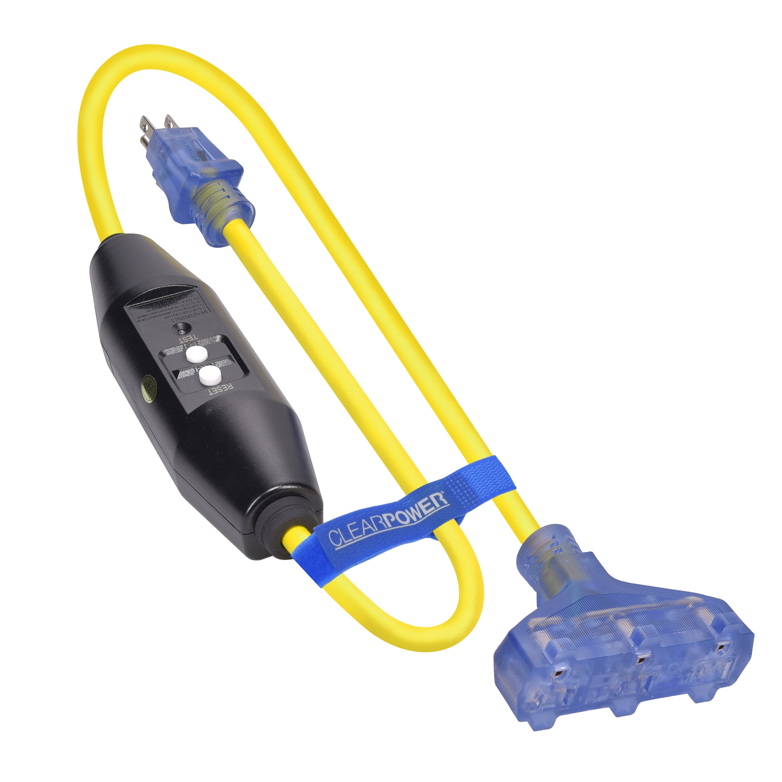 Clear Power 12/3 SJTW 3 ft 3Outlet Jobsite Extension Cord with GFCI