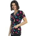 thumbnail image 4 of Cherokee Prints Women Medical Scrubs Top V-Neck Print CK637, 4 of 7