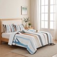thumbnail image 5 of Queen Quilt Set 90''x96'', Blue Brown Tree Lightweight Summer Bedspread Coverlet Set with 2 Pillow Shams, Watercolor Forest Art Breathable All Season Quilt Bedding for Bedroom/Guest Room, 5 of 9