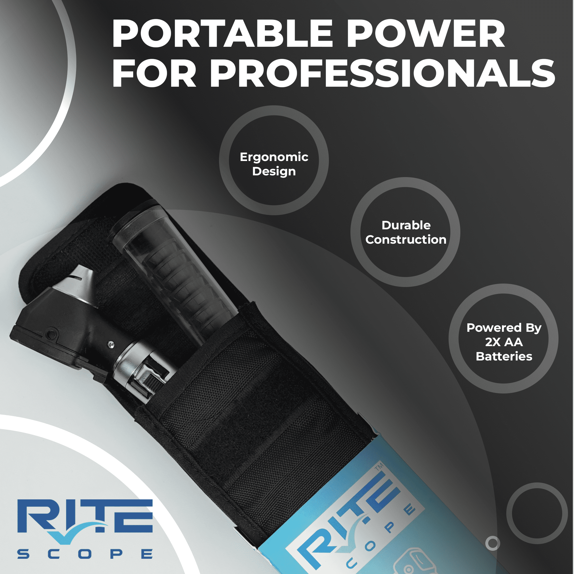 RiteScope Otoscope with Light - Compact Size - Black