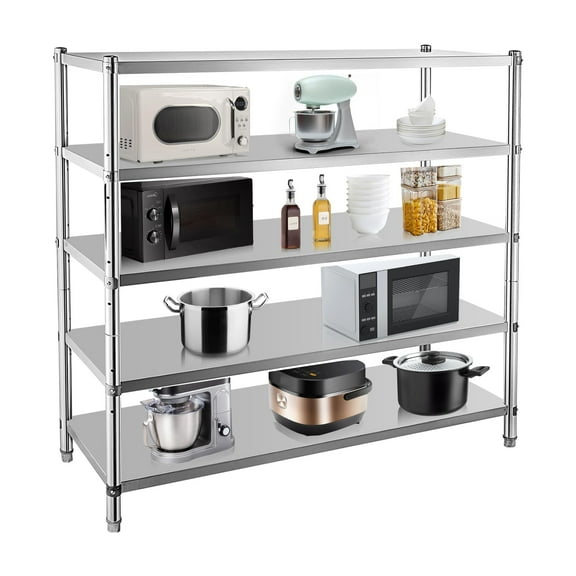 Huisuilinss Stainless Steel Shelving Unit, Heavy Duty Storage Shelf Adjustable Shelf Unit,Floor Mount Shelves for Kitchen, Garage, Office, Restaurant, and Warehouse