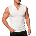 thumbnail image 3 of Men's Sleeveless Tank Top Polyester Spandex Blend, Pullover Muscle Vest Turndown Collar, Quick Dry Breathable Casual Workout Streetwear Active Summer | Zenithor,White S, 3 of 9