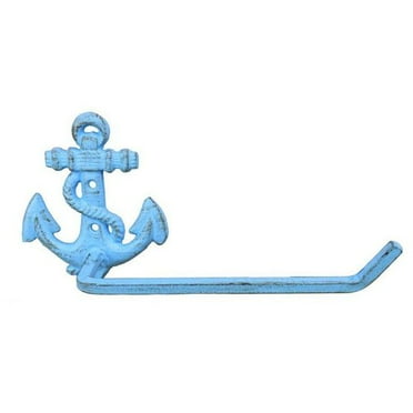 Rustic Light Blue Cast Iron Anchor Toilet Paper Holder 10''