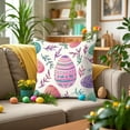 thumbnail image 2 of MXTPOV Easter Pillow Covers 18x18, Purple Lavender Rabbits Easter Eggs Pillow Covers for Couch Sofa, Easter Decorations, Decorative Throw Pillow Covers for Home Decor, 2 of 5