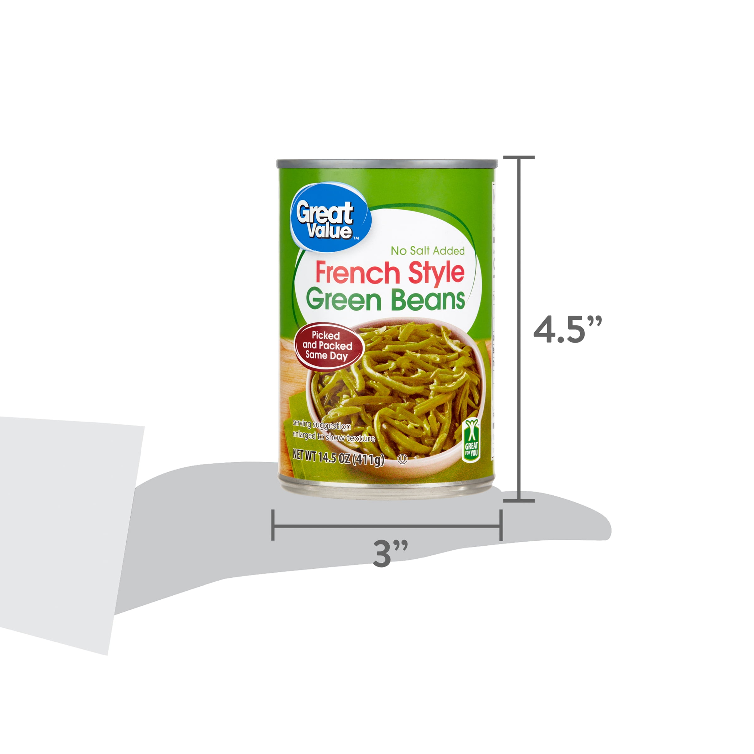 Great Value French Style Green Beans, Canned Green Beans, 14.5 oz Can