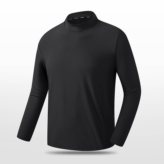 AherBiu Plus Size Mens Stretch Long Sleeve Shirts Turtleneck Causal Quick-Drying Pullover Fall Outdoor Athletic Tops