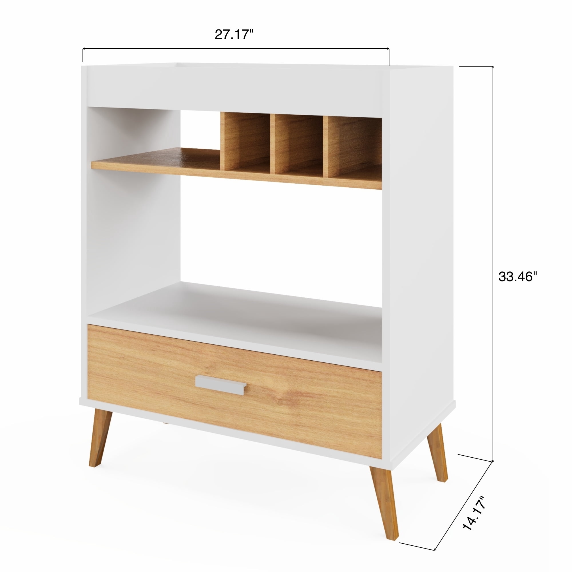 Ember Interiors Stirling White-Brown Mini Bar with Wine Storage, Drawer, and Shelf – Compact Design for Adults