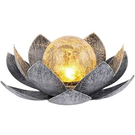 

QUSENLON Solar Lights Crackle Globe Glass Lotus Decoration Outdoor Garden Wedding Festival Party Christmas Lawn Home Ornaments