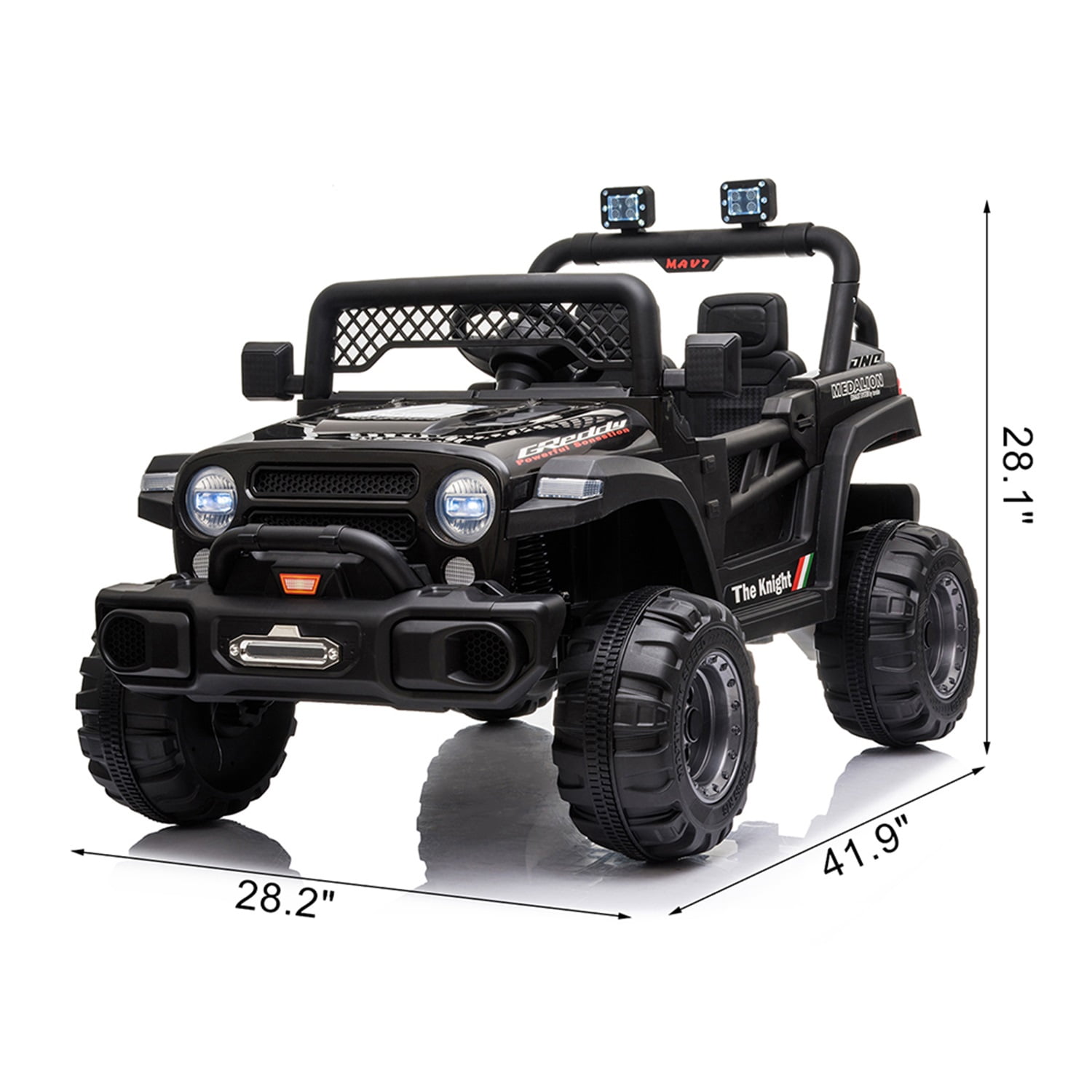CIPACHO 12V Kids Ride On Truck Car with Parent Remote Control, Spring Suspension, LED Lights, AUX Port, Kids Electric Vehicle Toy, Black
