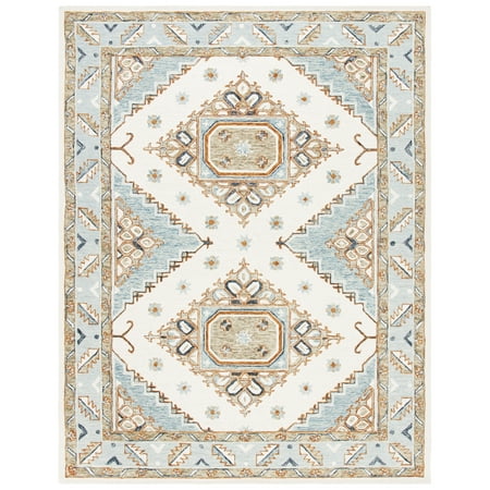 SAFAVIEH Capri Cletus Medallion Wool Area Rug, Ivory/Rust, 8' x 10'