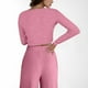 thumbnail image 3 of Gibobby Pijama de dos piezas para mujer Trajes de dos piezas para mujer Top corto de manga larga Pantalones de pierna ancha Conjuntos a juego Chándales(Rosa,XL), 3 of 5