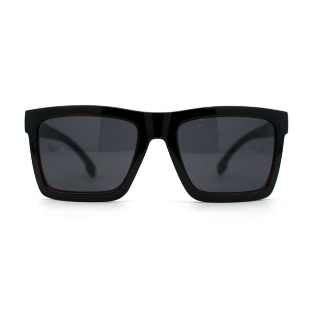 Locs Retro Horn Rim 2 Tone Mens Sunglasses Black Red