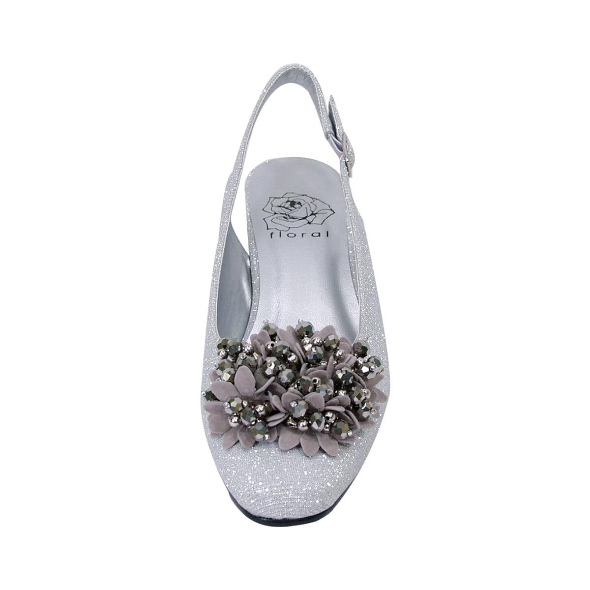 Floral Women's Natalie Extra Wide Width Metallic Flower Bow Slingback