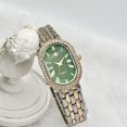 thumbnail image 3 of Women Vintage Gold Rome Watch Oval Case Adjustable Stainless Steel Watch Band Waterproof Analog Quartz Watch,Green, 3 of 6