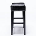 thumbnail image 5 of Bar Stools Set of 2, Counter Height 26" Faux Leather Chairs with Rivets Trim and Solid Wood Legs, Farmhouse Backless Chair with Padded Cushion for Living Room,Bar,Pub, Kitchen, Black, 5 of 7