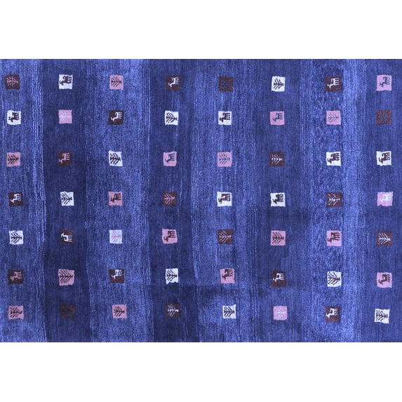 Ahgly Company Machine Washable Indoor Rectangle Abstract Blue Contemporary Area Rugs, 2' x 3'