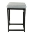 thumbnail image 4 of Open Back Metal Counter Stool with Fabric Upholstered Padded Seat Gray and Black - Saltoro Sherpi, 4 of 6