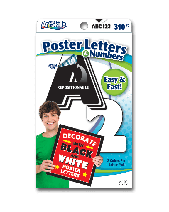ArtSkills 2.5" Paper Letters and Numbers, Black and White, 310Pc
