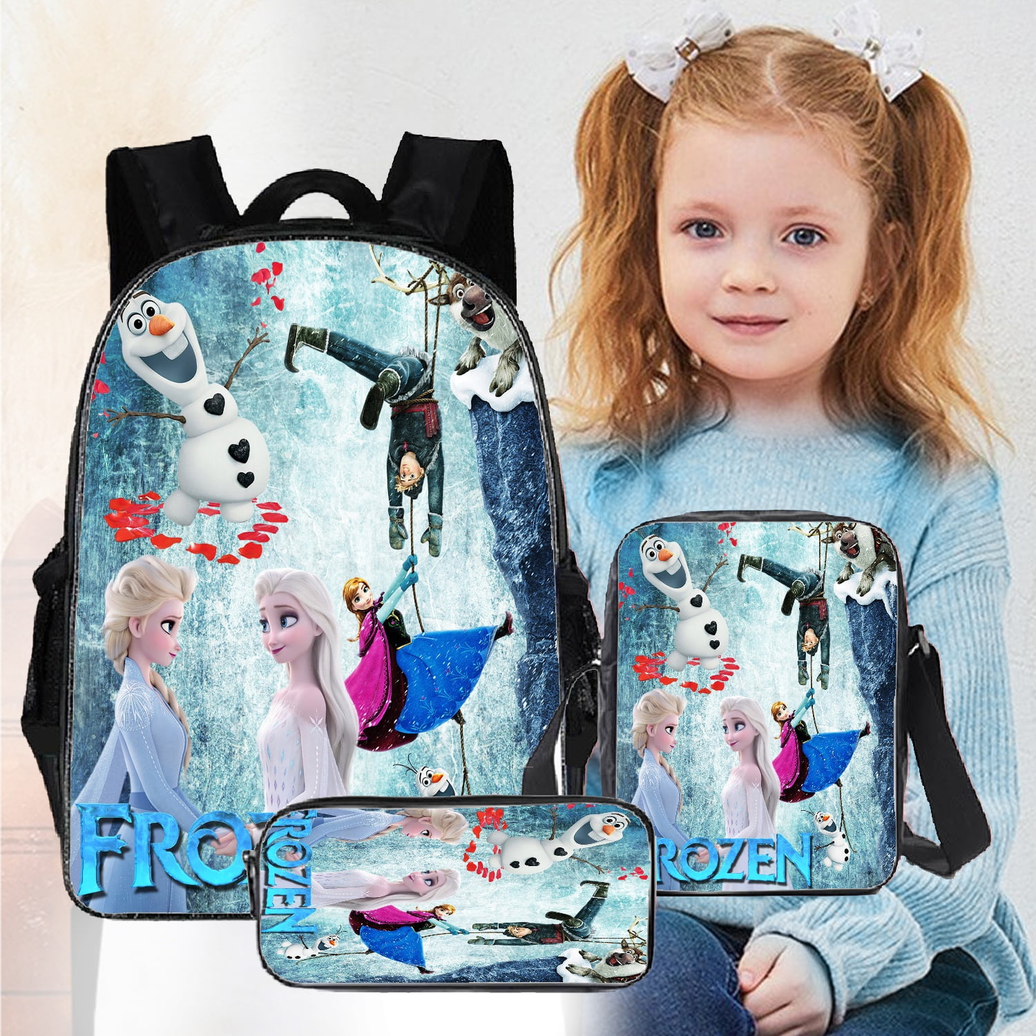 Set of 3 Princes Anna Elas Frozen Kids Backpacks For Girls,Backpack For