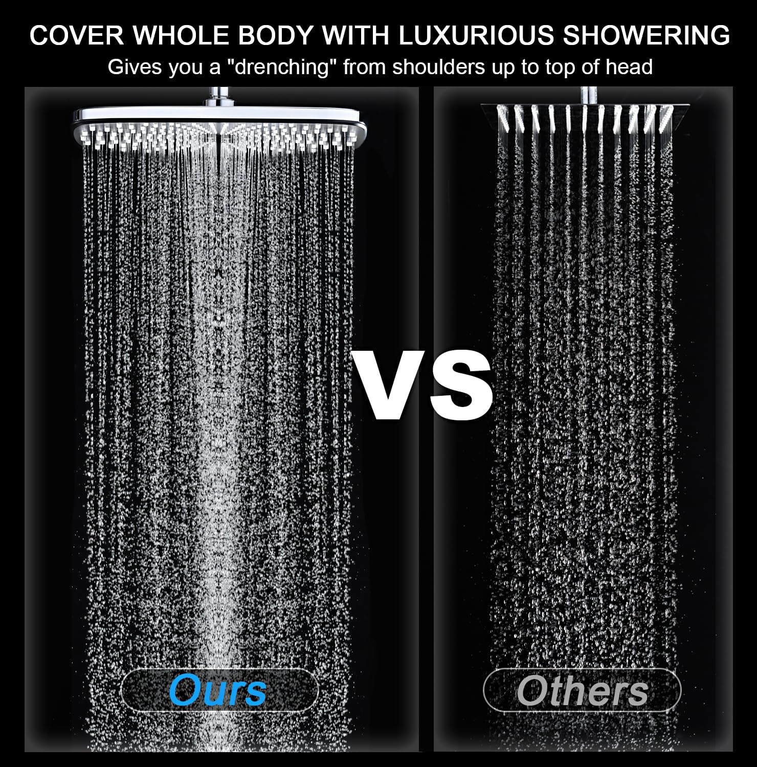 High Rain Shower Head: Upgrade Heads With Handheld Spray Combo Fixed Showerhead And 10 Sprays Head  Detachable Built-in Magnetic Docking Power Jets