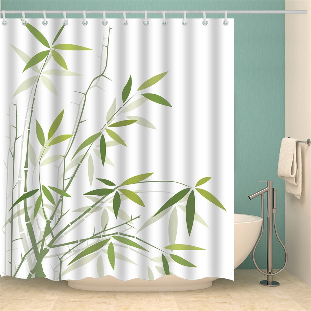 Shower Curtain Set With Hooks Spring Leaves Green Bamboo Leaf White Lime Bathroom Decor Waterproof Polyester Fabric Bathroom Accessories Bath Curtain Shower Curtain Set With Hooks Spring Leaves Green Bamboo Leaf White Lime Bathroom Decor Waterproof Polyester Fabric Bathroom Accessories Bath Curtain