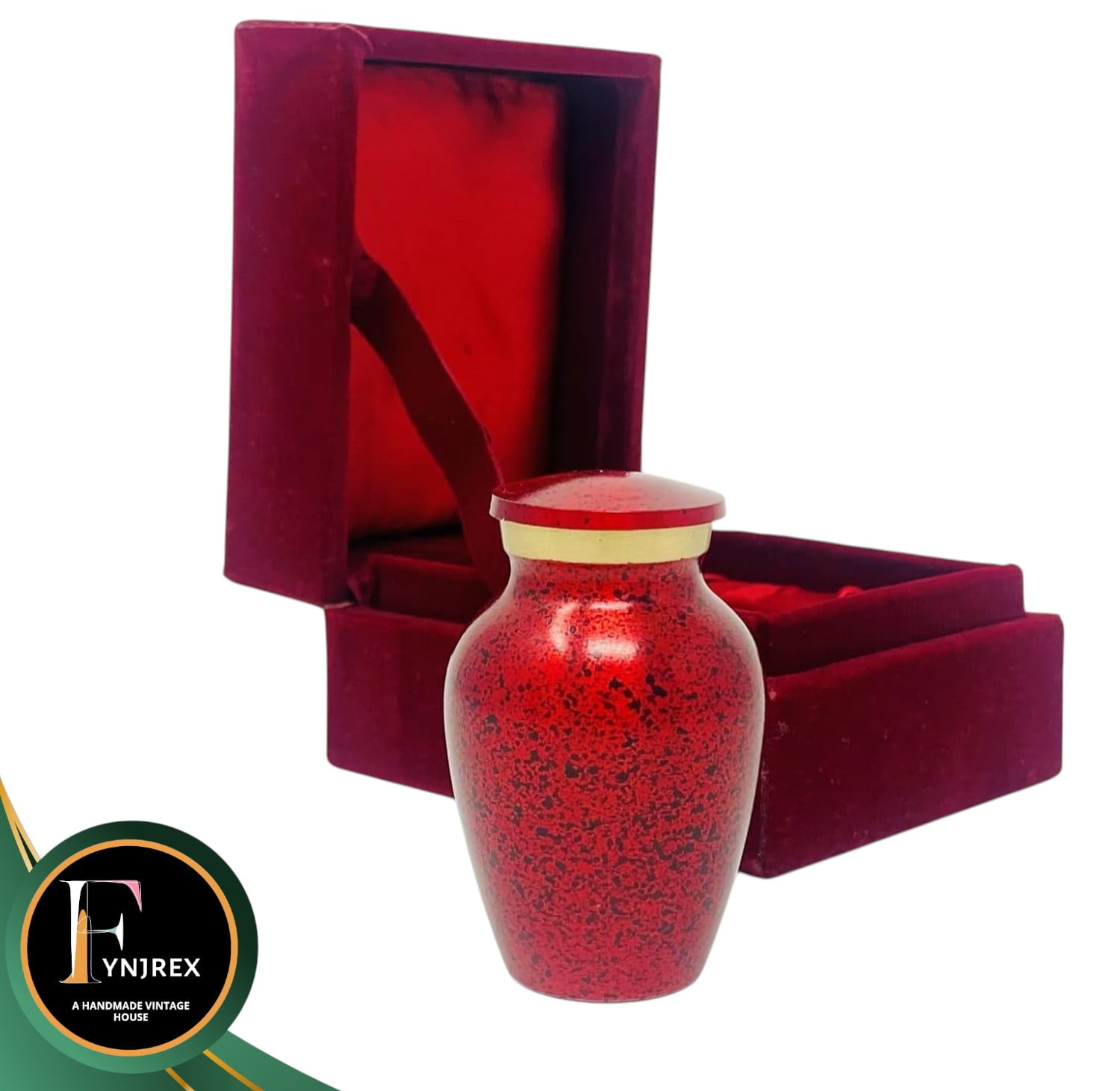 Mini Red Keepsake Urn for Human Ashes – Metal Cremation Token with Box
